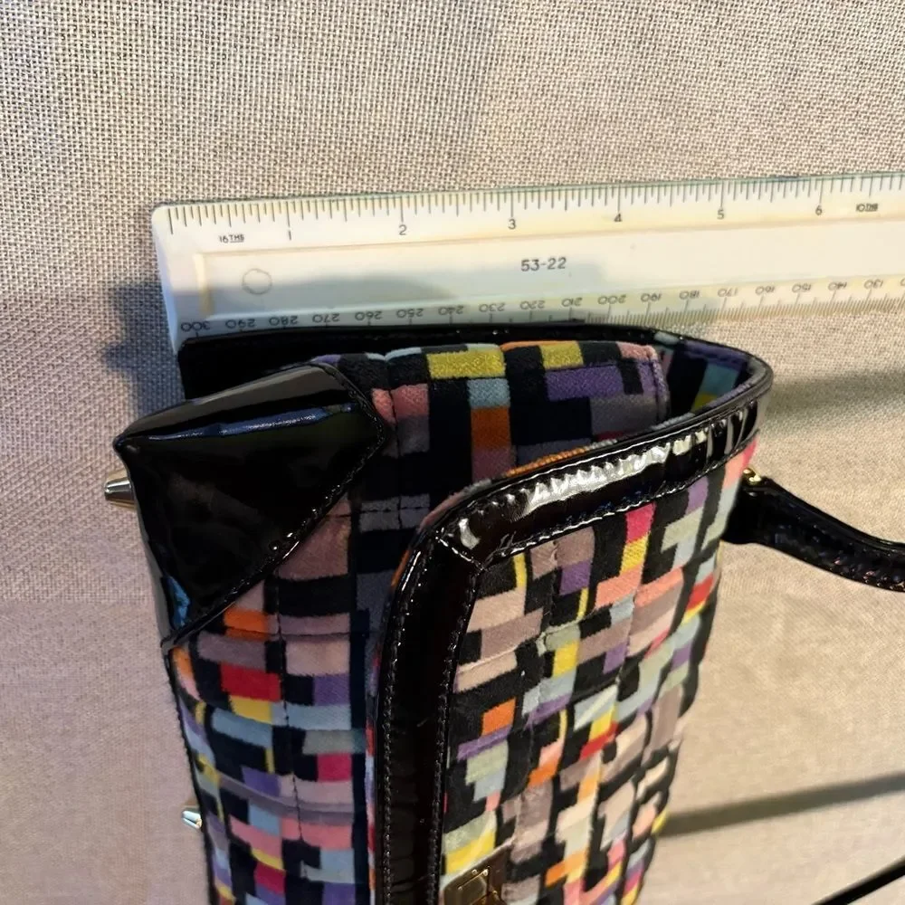 CHANEL Multicolor Mademoiselle Velvet Shoulder Bag, Patent Trim & CC Turn-Lock